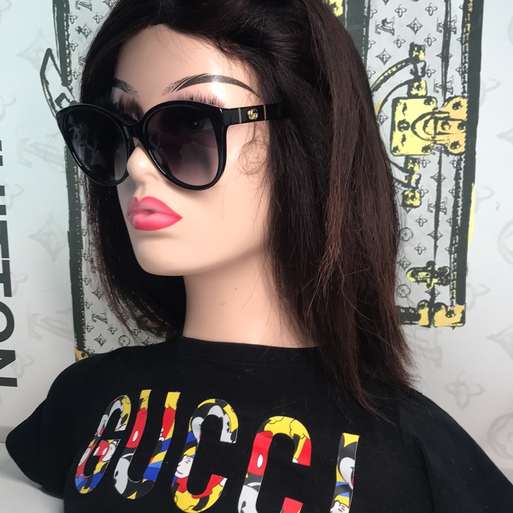 New Authentic Gucci Black Cat-Eye Sunglasses GG0631s 001